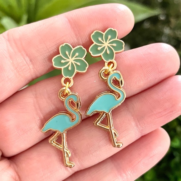 Floral Flamingo Earrings - Picture 4 of 7
